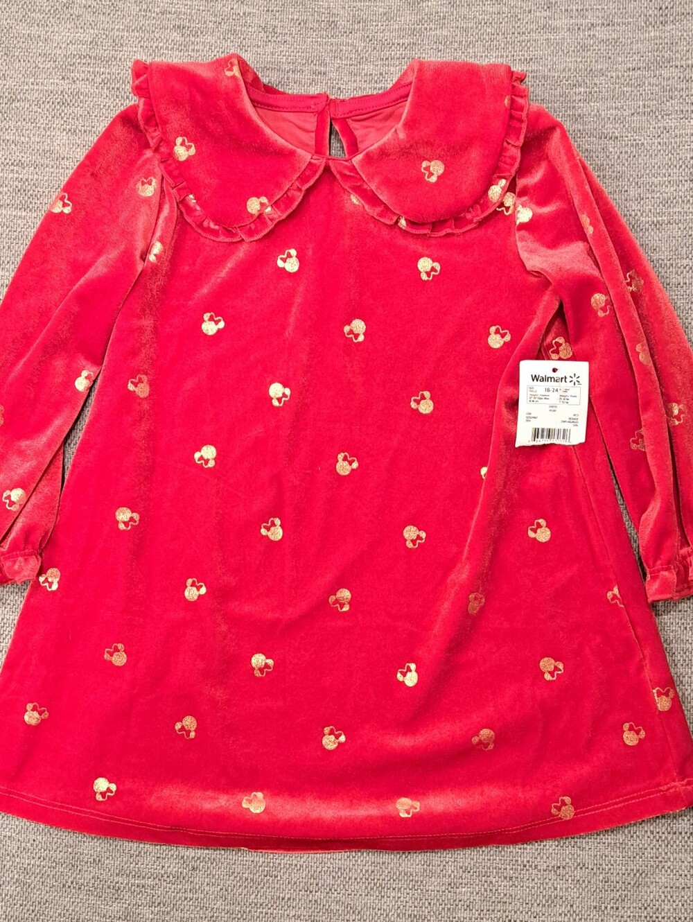 Disney Baby Red And Gold Minnie Mouse Ears Dress -NWT
